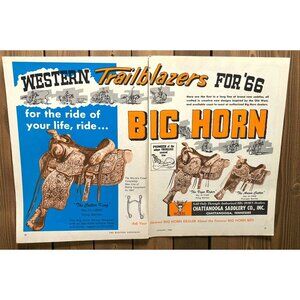 Chattanooga Saddlery Vintage Print Ad 1960s Big Horn Saddles Western Horse